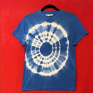 Acne Studios Blue and White Tie-Dye Short Sleeve Tee